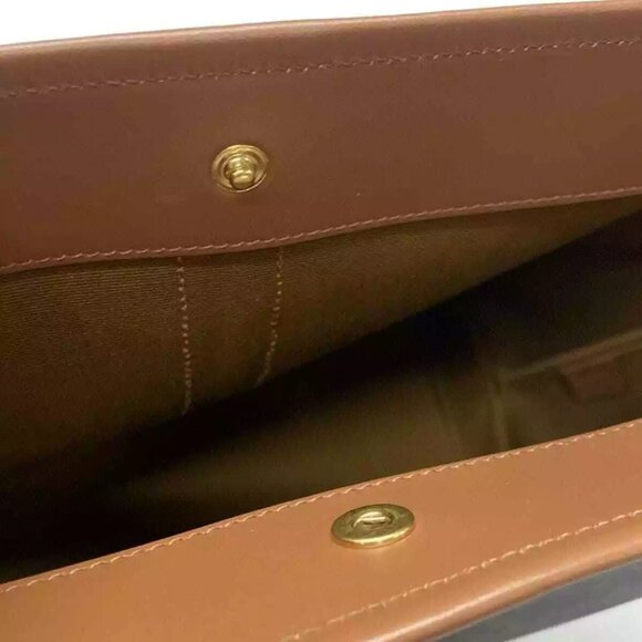 Auth CELINE Medium Cabas Tan (Dark Brown) Brown) Triomphe Canvas 1421-111324 - Picture 10 of 14